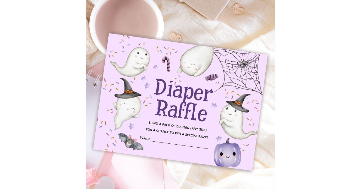 Halloween Baby Shower Girl Purple Diaper Raffle Enclosure Card | Zazzle