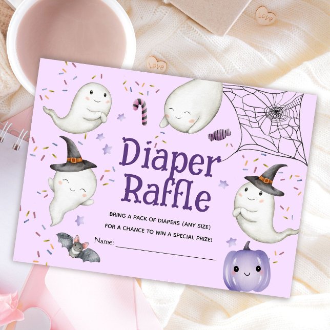 Halloween Baby Shower Girl Purple Diaper Raffle Enclosure Card (Creator Uploaded)
