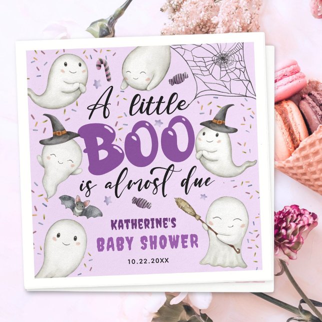Halloween Baby Shower Girl Purple Little Boo Ghost Napkins (Creator Uploaded)