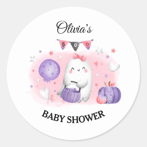 Halloween Baby Shower Girl Sticker Little Boo
