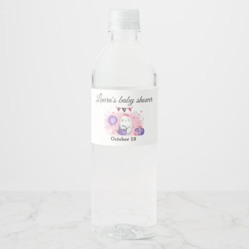 Halloween Baby Shower Girl Water Bottle Label