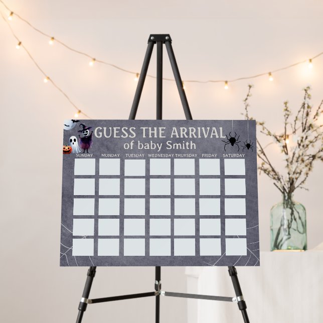 Halloween Baby Shower Guess Arrival Game Foam Board (In Situ (Stand))