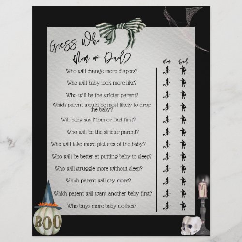 Halloween baby shower guess who game
