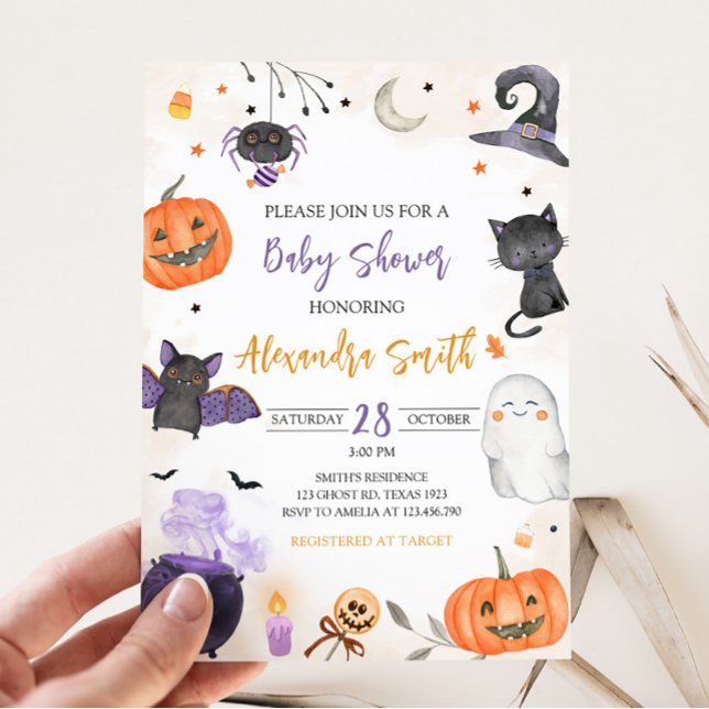 Halloween Baby Shower  Invitation (Ghost Baby Shower Invitation)
