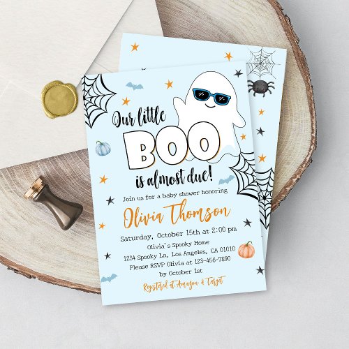 Halloween Baby Shower Invitation Cute Ghost Boy