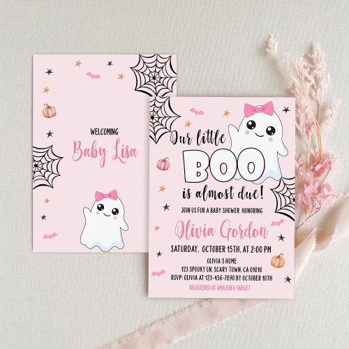 Halloween Baby Shower Invitation Cute Ghost Girl