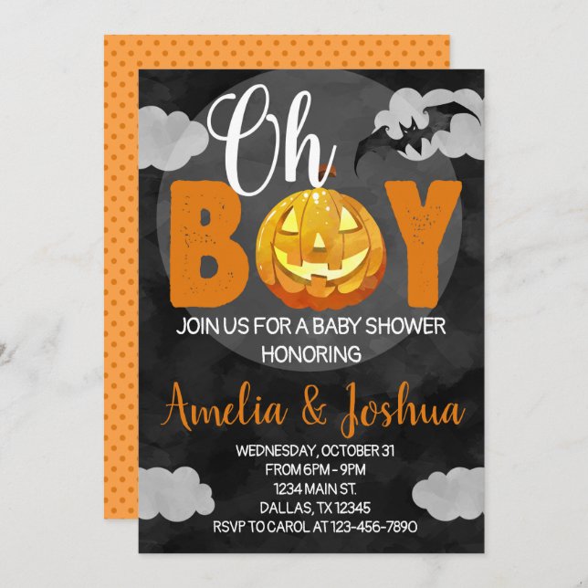 Halloween Baby Shower Invitation Invite (Front/Back)