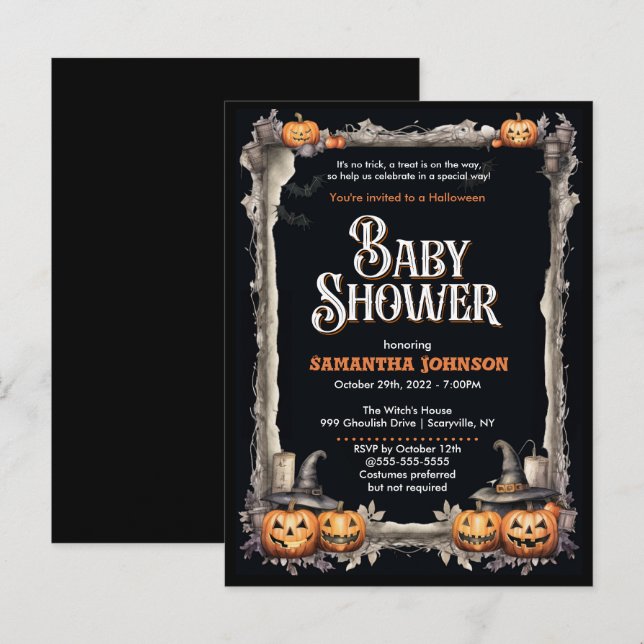 Halloween Baby Shower Invitation Postcard (Front/Back)