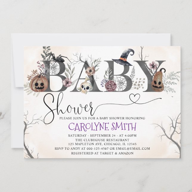 Halloween Baby Shower Invitation Template (Front)