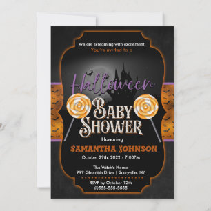 Halloween Baby Shower Invitation with bats