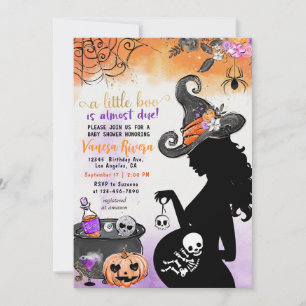 Halloween Baby Shower Invitation with Witch Theme