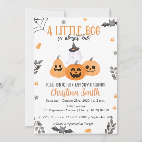 Halloween Baby Shower Invitations _ Little Boo