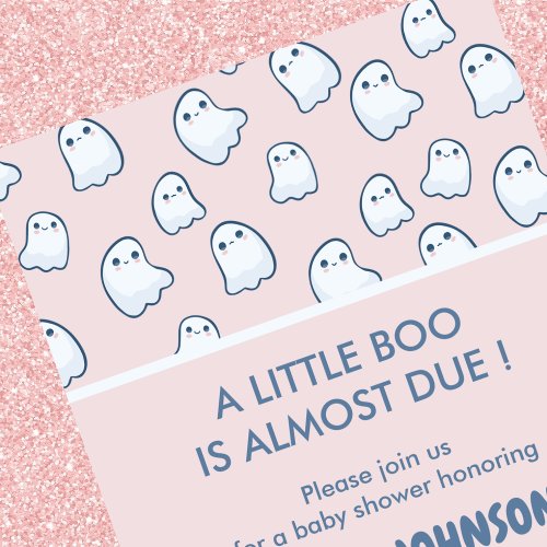 Halloween baby shower invitations little boo pink
