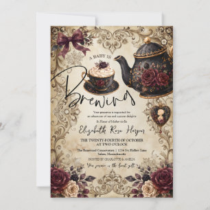 Halloween Baby Shower is Brewing Vintage Gothic Invitation