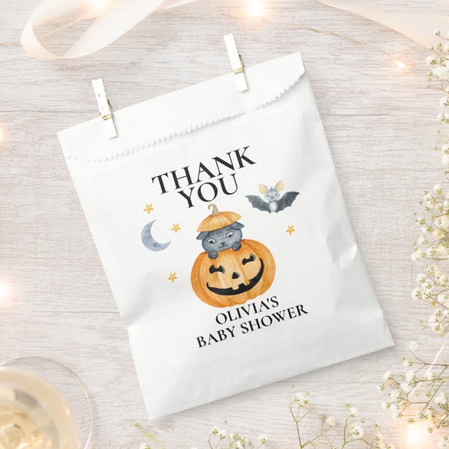 Halloween Baby Shower Jack-O-Lantern Pumpkin Favor Bag (Clipped)