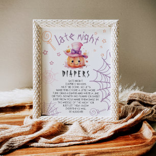 Halloween Baby Shower Late Night Diapers Game Poster