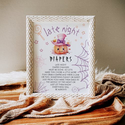 Halloween Baby Shower Late Night Diapers Game Poster