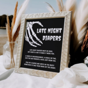 Halloween Baby Shower Late Night Diapers Game Sign