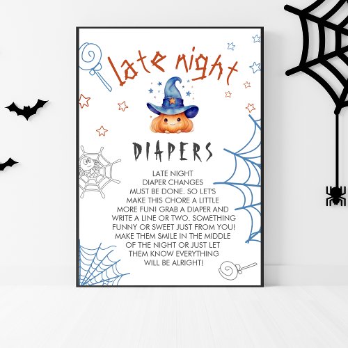 Halloween Baby Shower Late Night Diapers Game Sign