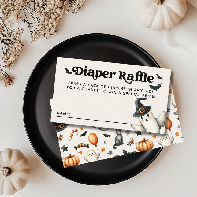 Halloween Baby Shower Little Boo Diaper Raffle Enclosure Card (Creator Uploaded)