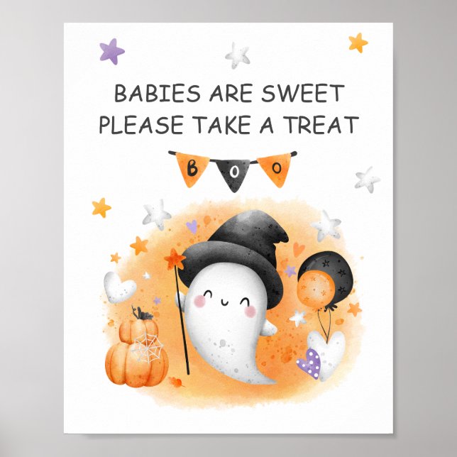 Halloween Baby Shower Little Boo Favor Sign (Front)