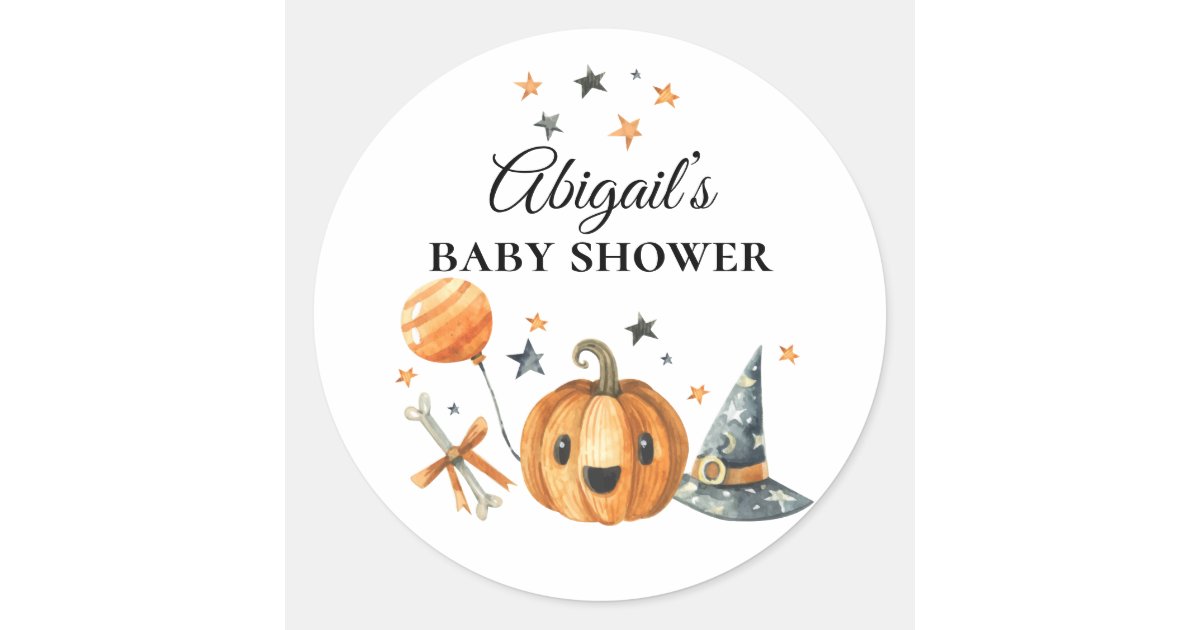 Halloween Baby Shower Little Boo Is Due Sticker Zazzle Com