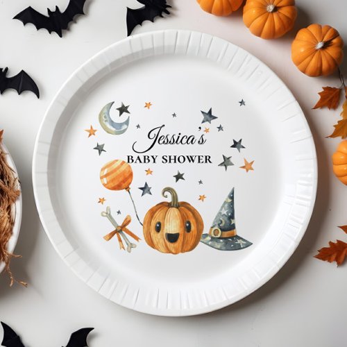 Halloween Baby Shower Little Boo Paper Plates