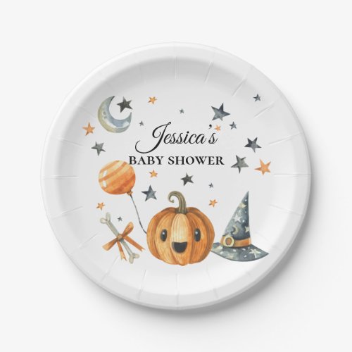 Halloween Baby Shower Little Boo Paper Plates