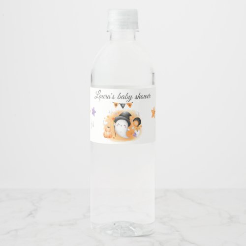Halloween Baby Shower Little Boo  Water Bottle Label