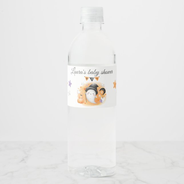 Halloween Baby Shower Little Boo  Water Bottle Label (Front)
