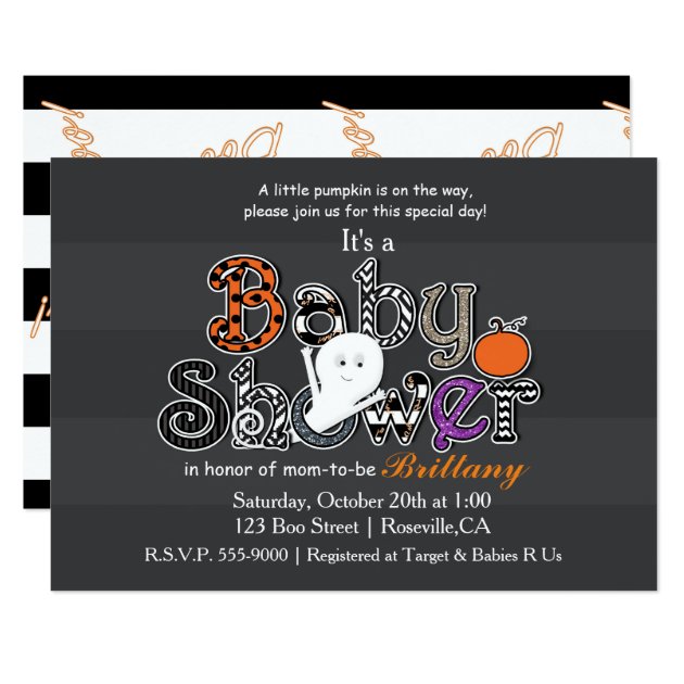 Halloween BABY SHOWER Modern Chic Invitation