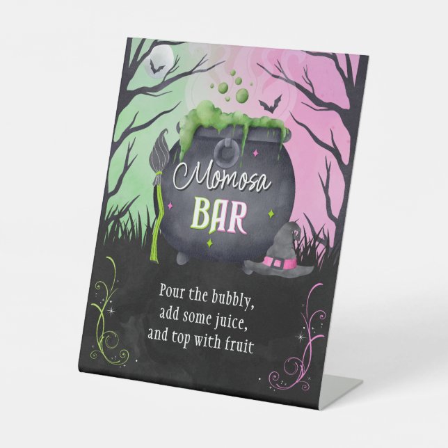 Halloween Baby Shower Momosa Bar Pedestal Sign (Front)