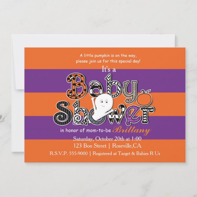 Halloween BABY SHOWER Orange Purple Invitation. Invitation (Front)