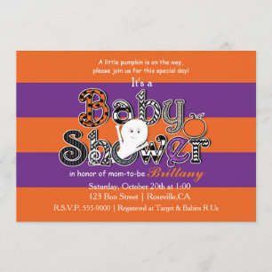 Halloween BABY SHOWER Orange Purple Invitation. Invitation