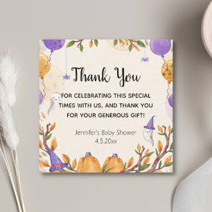  halloween baby shower oranger purple thank you   note card