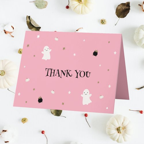 Halloween Baby Shower Pastel Pink Thank You Card