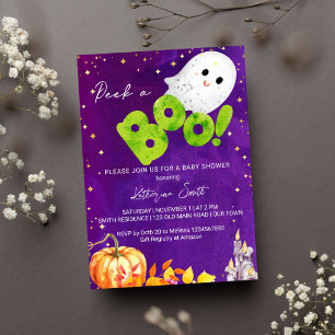 Halloween baby shower peek a boo cute baby ghost invitation