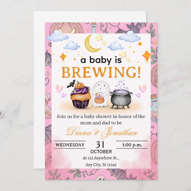Halloween Baby Shower Personalized Invitation (Front/Back)