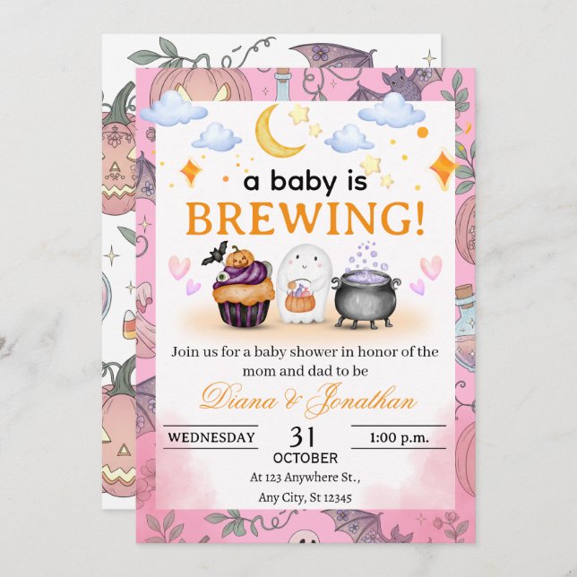 Halloween Baby Shower Personalized Invitation (Front/Back)