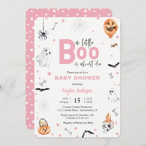 Halloween Baby Shower Pink ghost girl invitation