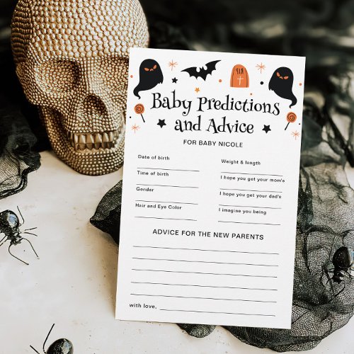 Halloween Baby Shower Predictions Advice Game