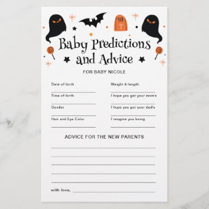 Halloween Baby Shower Predictions Advice Game