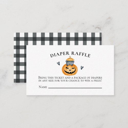Halloween Baby Shower Pumpkin Diaper Raffle Enclosure Card