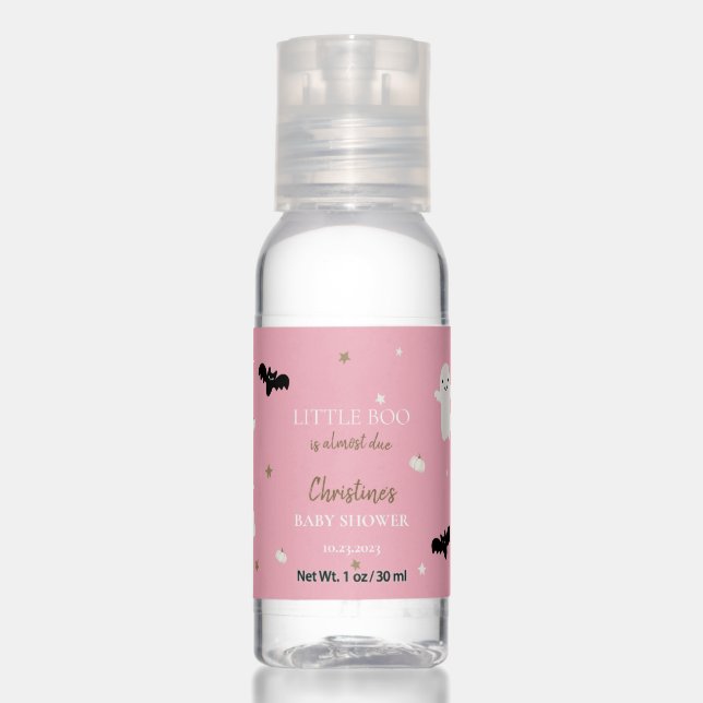 Halloween Baby Shower Pumpkin Little Boo Pink Hand Sanitizer (Front)