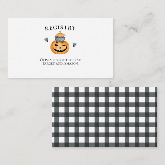 Halloween Baby Shower Pumpkin registry Enclosure Card (Front/Back)
