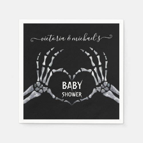Halloween Baby Shower Skeleton Hands Heart Napkins