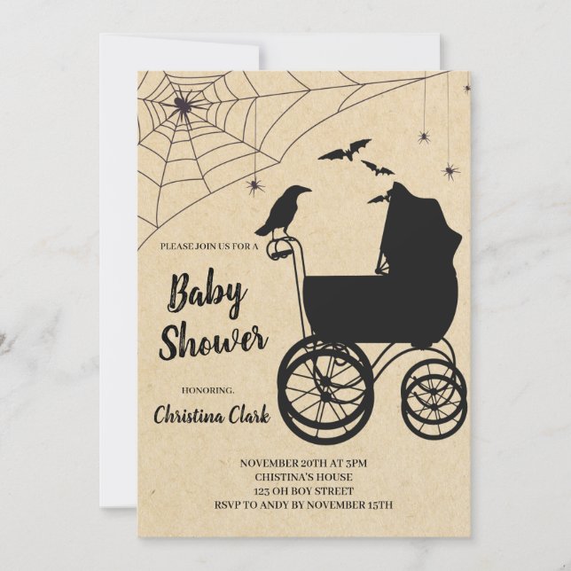 Halloween Baby Shower Spooky Gothic Invitation (Front)