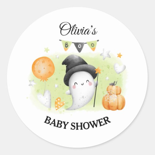 Halloween Baby Shower Sticker Little Boo