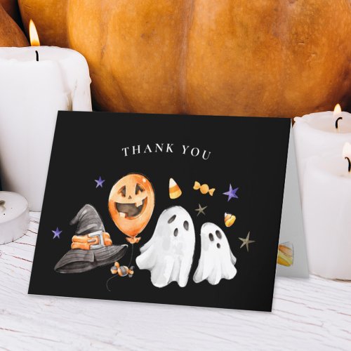 Halloween Baby Shower Thank You Card Black