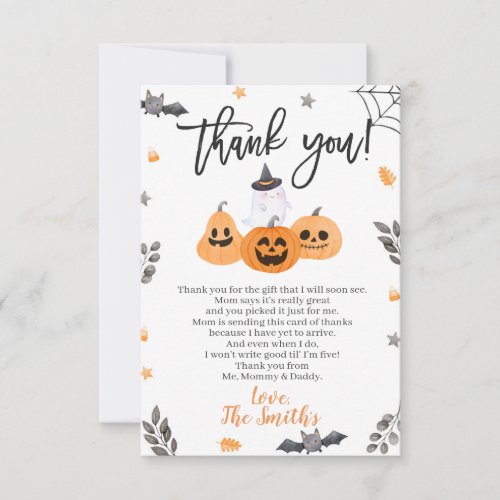 Halloween Baby Shower Thank You Cards Little Boo